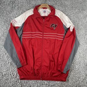 Tampa Bay Buccaneers Full Zip Windbreaker Jacket Men's Large Red NFL Authentic